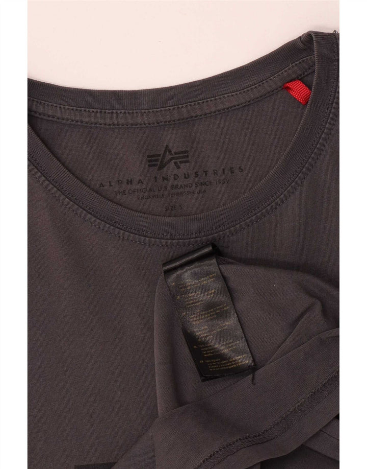 Tricou cu grafică obișnuită Alpha Industries pentru bărbați Top mic, gri, bumbac