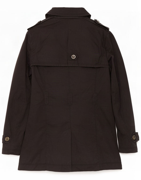 Massimo Dutti Womens Double Breasted Trench Coat UK 14 Large Black