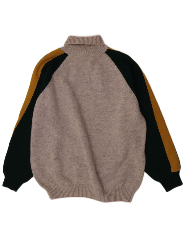 Pulover Sisley pentru bărbați cu grafică cu gât rulat, XL, lână color block, gri