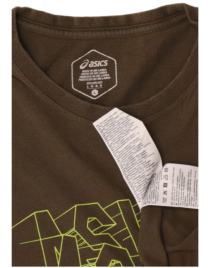 Tricou grafic Asics pentru bărbați Top mare din bumbac kaki
