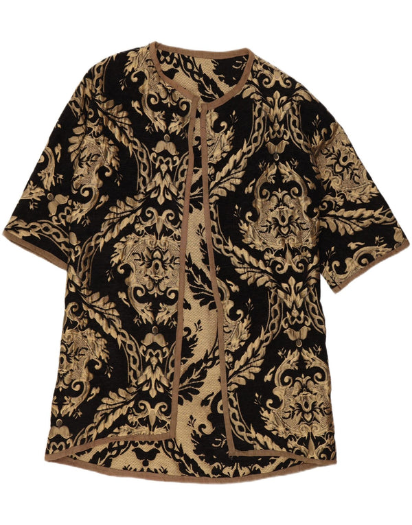 Pulover cardigan vintage pentru femei cu paragate UK 14 Medium Black Paisley