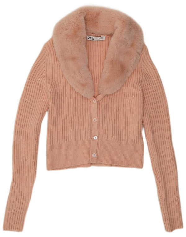 Pulover cardigan pentru femei Zara UK 12 Medium Pink Acrilic