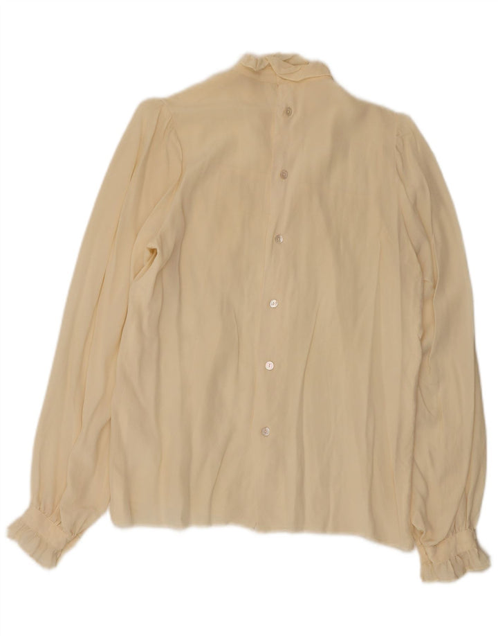 Bluză de cămașă vintage pentru femei UK 12 Medium Off White
