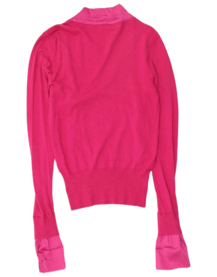 Pulover cu decolteu în V Pinko pentru femei UK 12, viscoză roz mediu