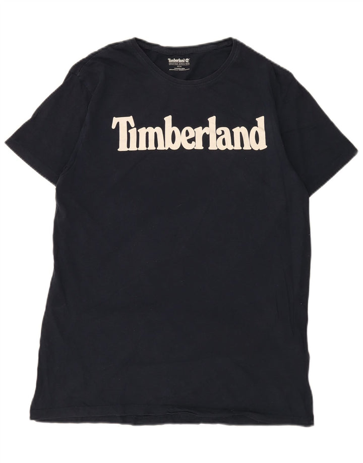 Tricou grafic Timberland pentru bărbați Top mediu din bumbac bleumarin