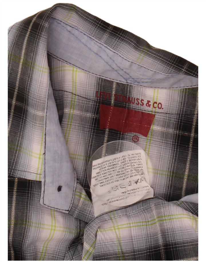 Cămașă cu mânecă scurtă pentru bărbați LEVI'S 2XL, bumbac negru cu carouri