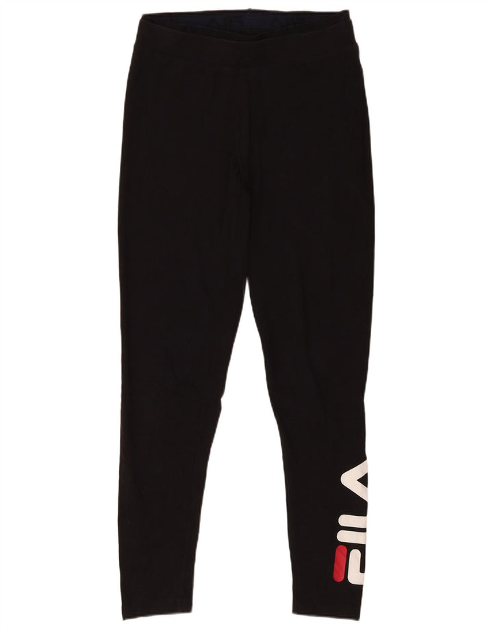 Leggings cu grafic pentru femei Fila UK 12, bumbac mediu negru