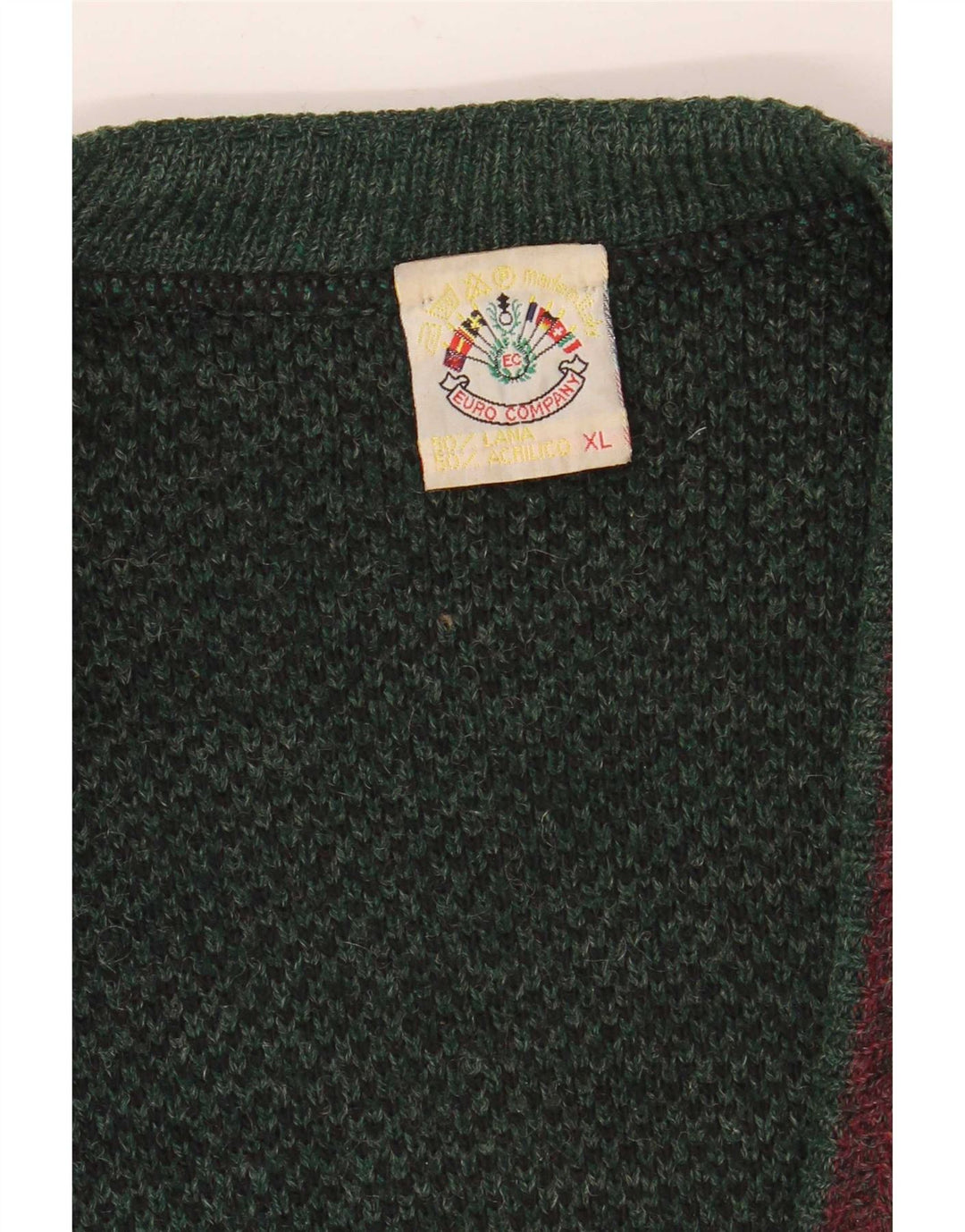 Cardigan Vintage pentru bărbați XL Lână verde