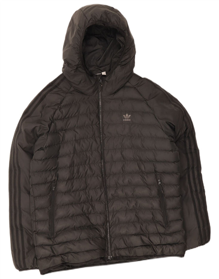 Jachetă căptușită cu glugă pentru bărbați Adidas UK 40 Poliester negru mare