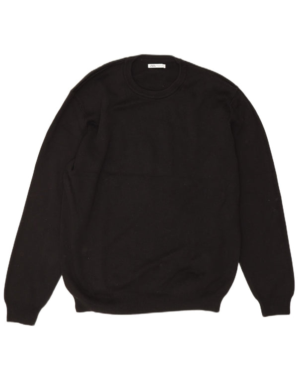 Pulover pentru bărbați Zara, cu gât crew, XL, bumbac negru