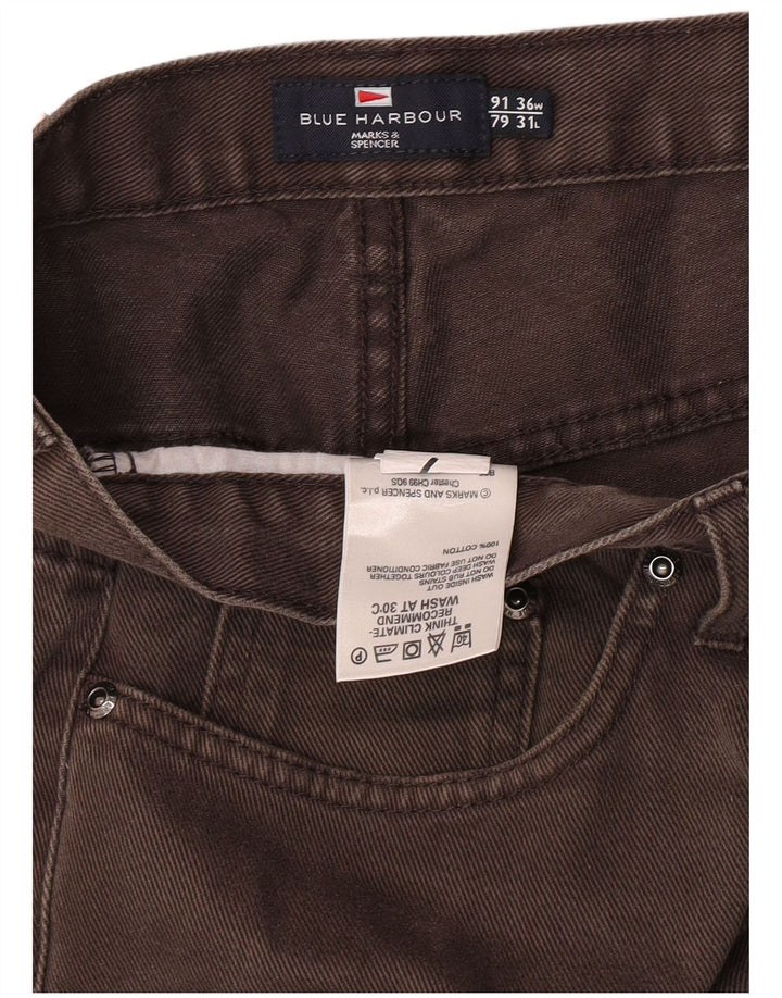 Blugi drepți pentru bărbați Marks & Spencer Blue Harbour W36 L31 bumbac maro