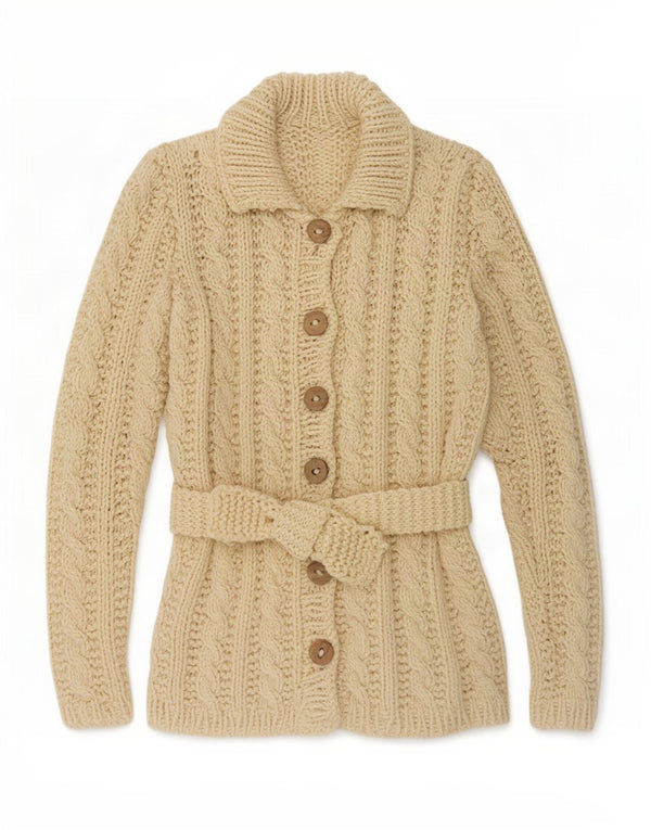 Pulover cardigan vintage pentru femei UK 12 Medium Off White