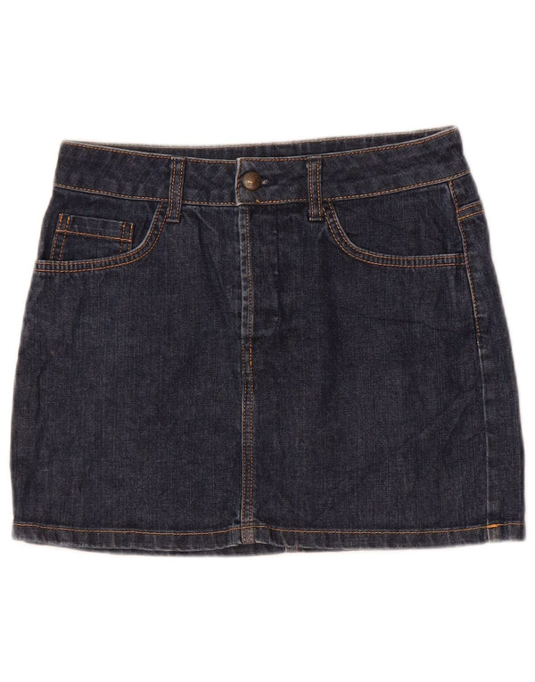 Fusta mini denim Topshop pentru femei UK 10 Small W28 Bumbac bleumarin