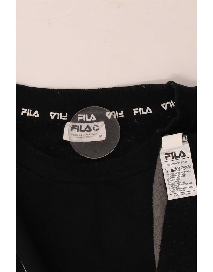 Pulover Fila pentru bărbați cu grafică, bumbac color bloc negru mediu
