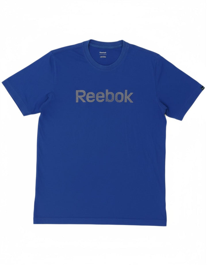 REEBOK Mens Graphic T-Shirt Top Medium Blue Cotton