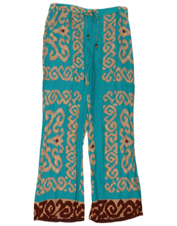 Pantaloni largi pentru femei Zara XL W32 L32 Blue Geometric Viscose