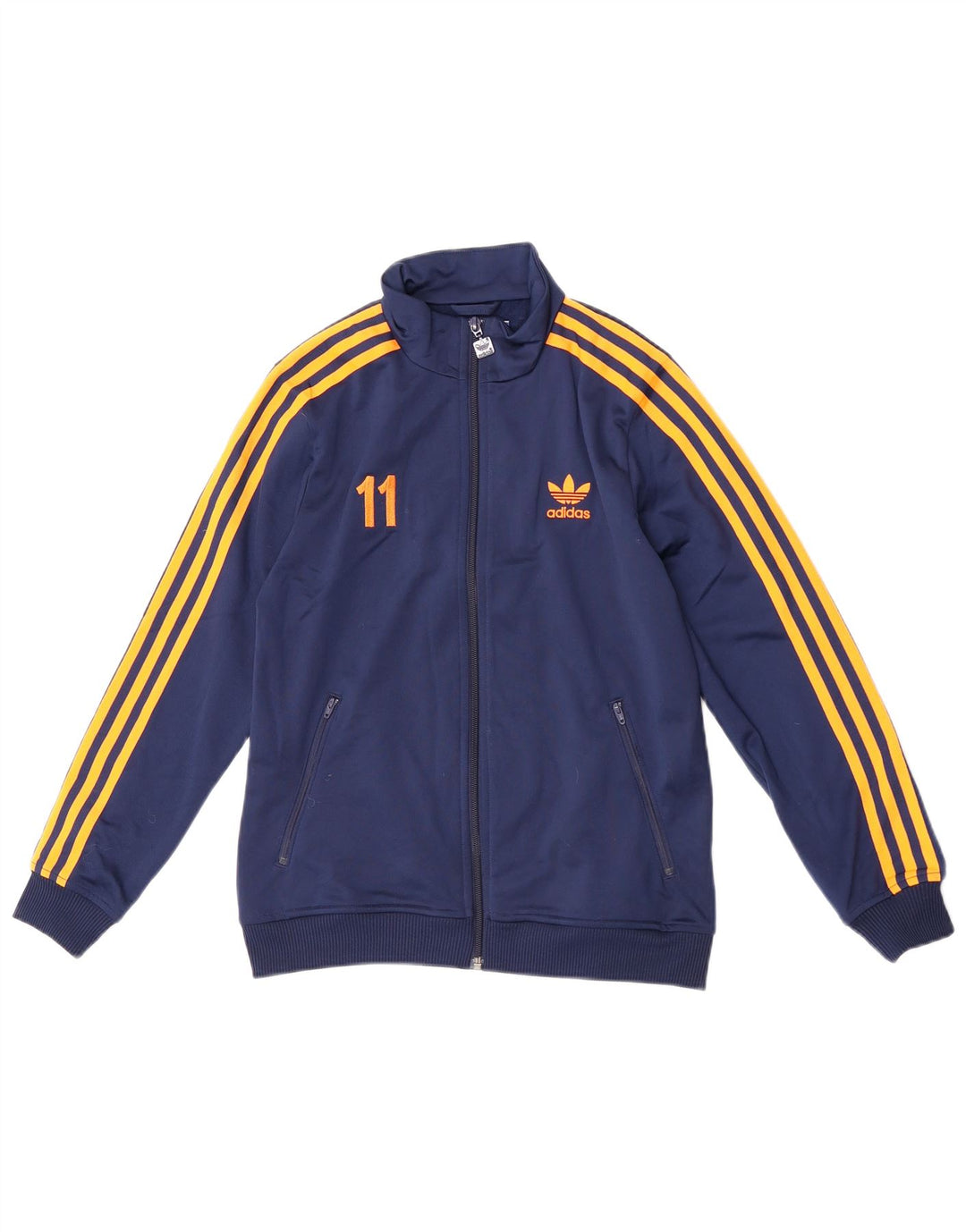 Jachetă de top pentru trening cu grafic pentru băieți Adidas 10-11 ani, albastru bleumarin mediu