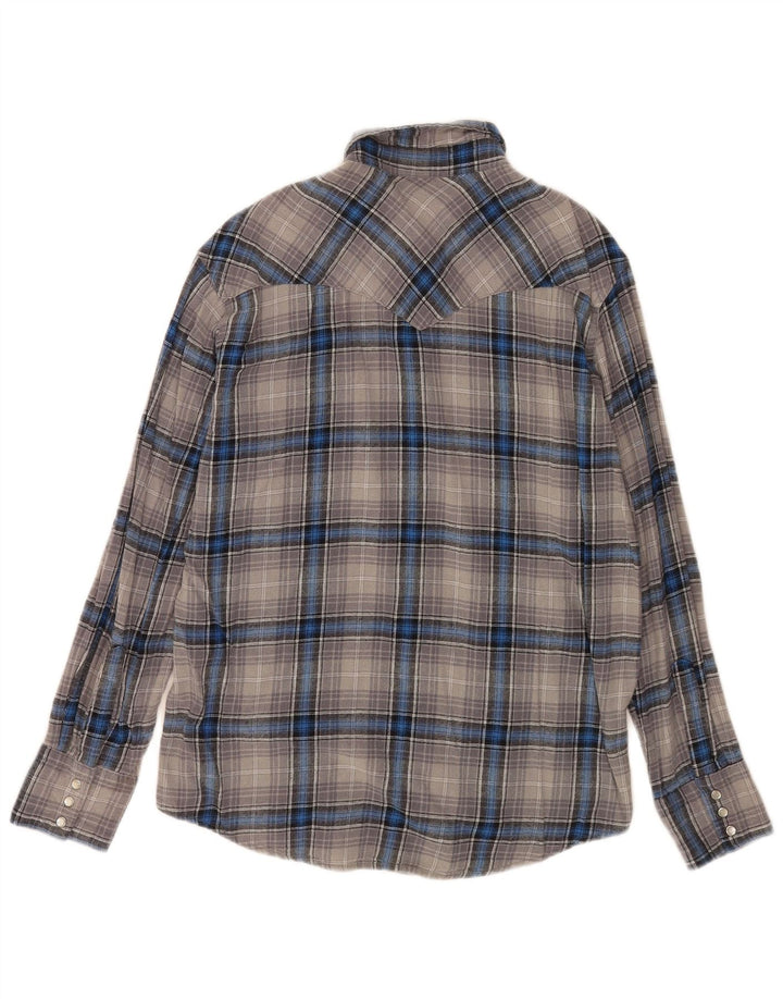 Cămașă de flanel pentru bărbați Wrangler, bumbac cu carouri, gri mare