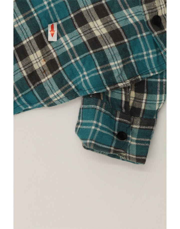 Cămașă de flanel vintage pentru bărbați, bumbac cu carouri albastre mici