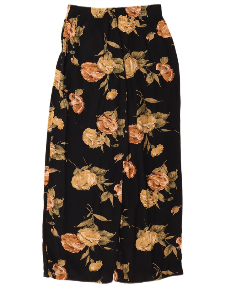 STEFANEL Fusta Maxi Taie Inalta pentru Femei Mediu W28 Negru Floral Rayon