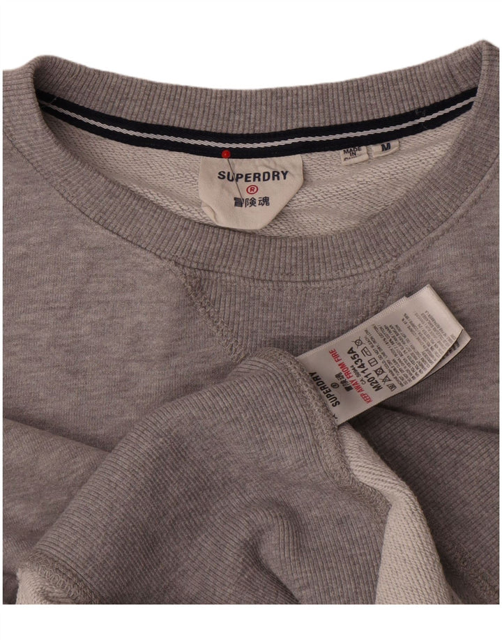 Pulover grafic pentru bărbați Superdry, bumbac cu pete, gri mediu