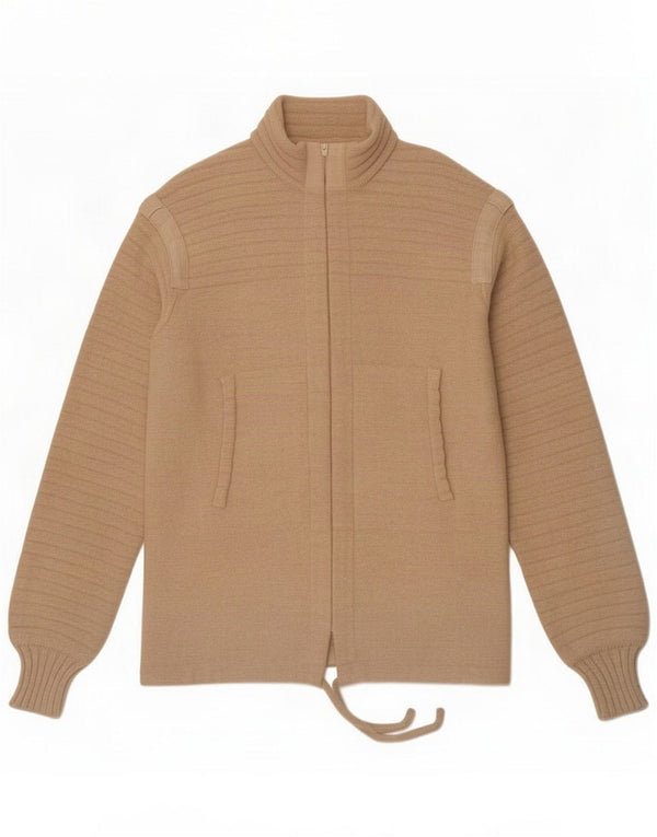 Vintage Mens Cardigan Pulover UK 12 Medium Beige