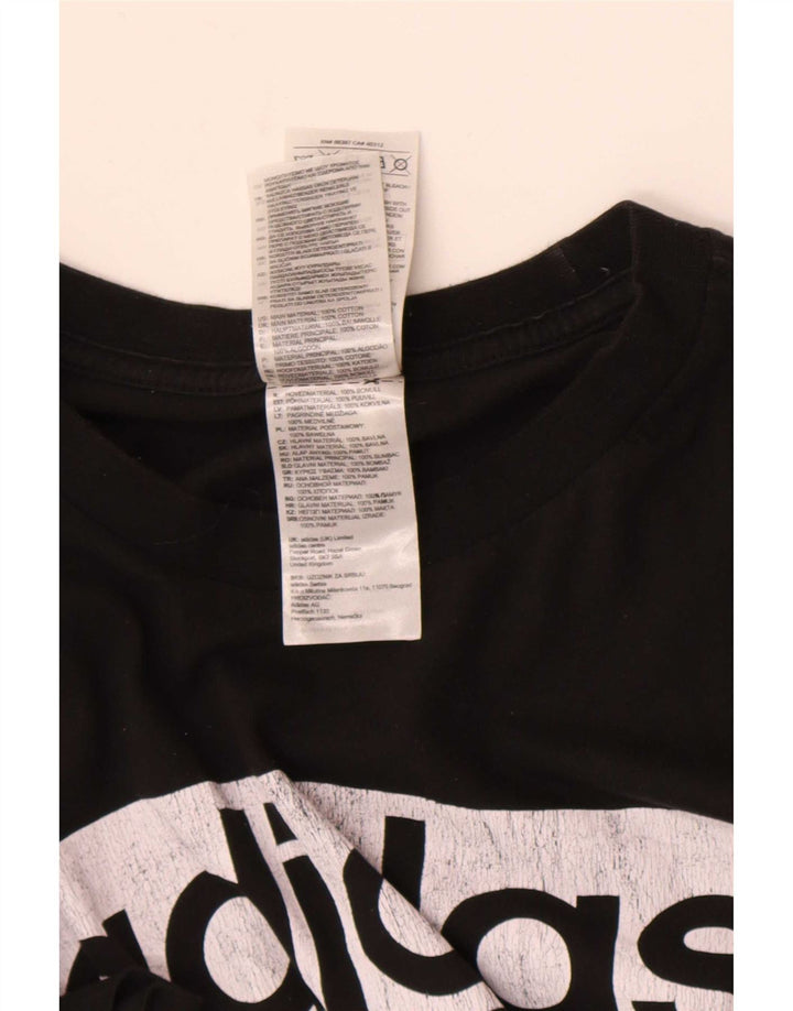 Tricou grafic cu trei dungi Adidas pentru bărbați Top mediu din bumbac negru