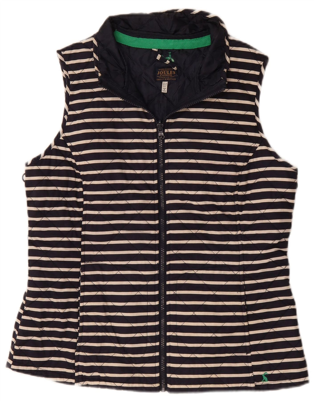 Gilet matlasat pentru femei JOULES UK 14 mare, bumbac cu dungi bleumarin