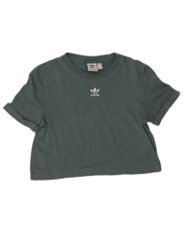 Tricou Crop pentru femei Adidas UK 8 Small Green Bumbac