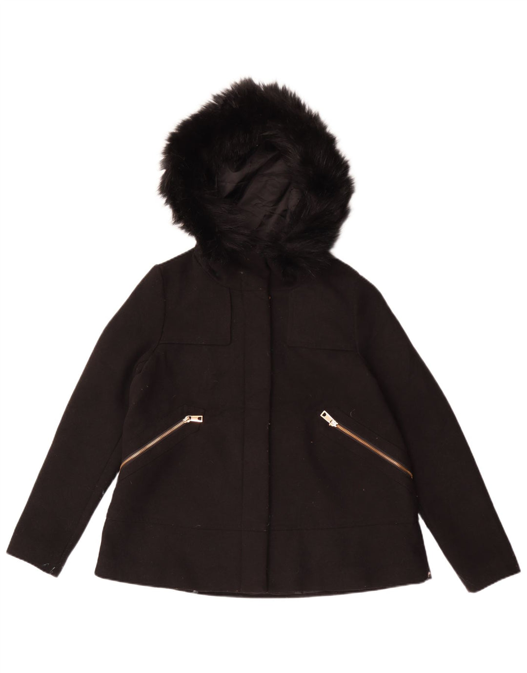 Bomber cu glugă pentru femei Zara UK 10 Poliester negru mic