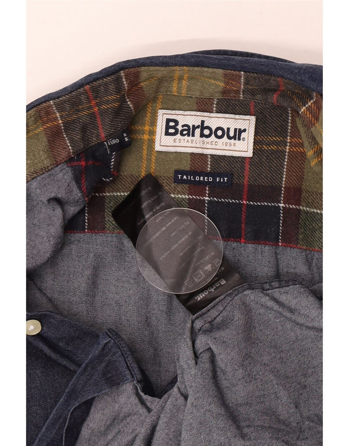 Cămașă Barbour de denim croită pentru bărbați, bumbac, albastru bleumarin