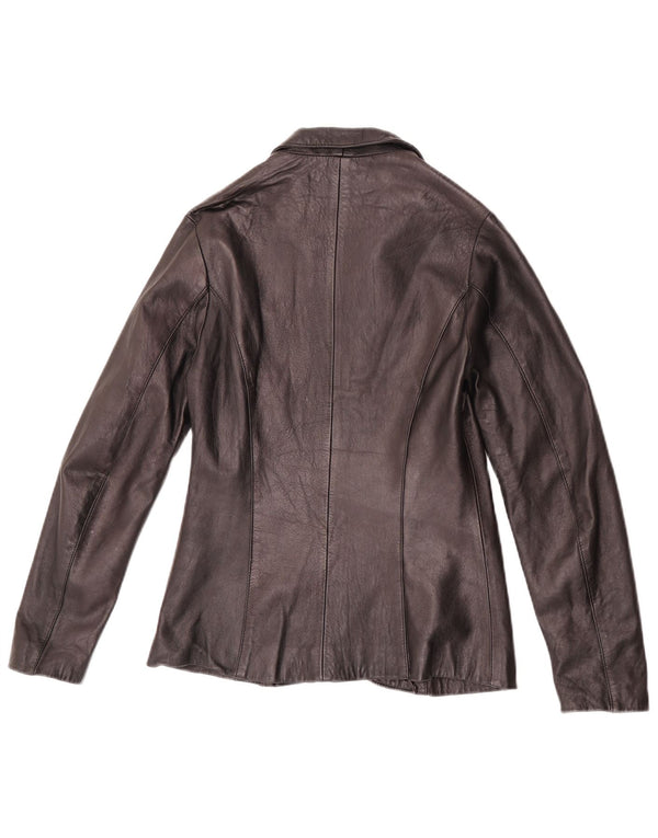 Jachetă vintage din piele cu 1 nasture pentru femei IT 42 Medium Black