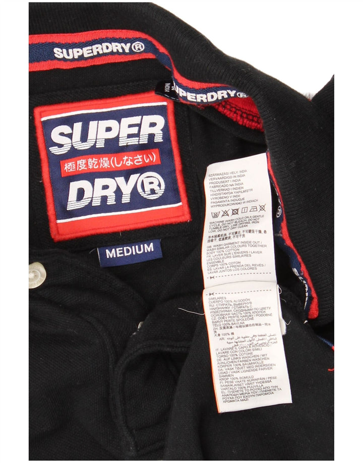 Tricou polo cu grafică pentru bărbați SUPERDRY, bumbac color bloc negru mediu