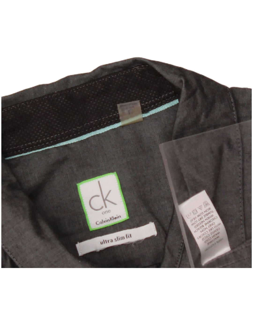 Cămașă slim cu mânecă scurtă pentru bărbați CALVIN KLEIN, bumbac mare, gri