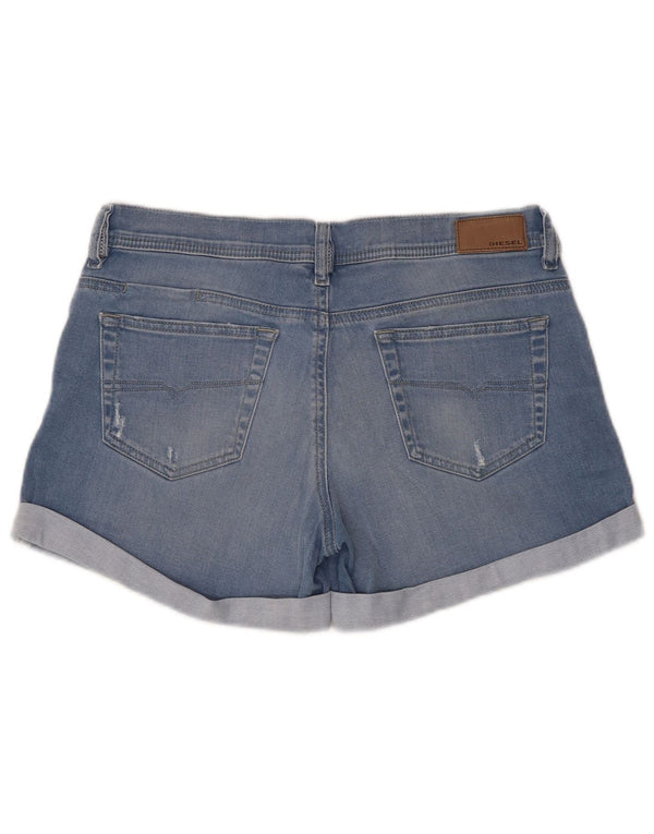 Pantaloni scurți din denim pentru femei Diesel W28, bumbac albastru mediu