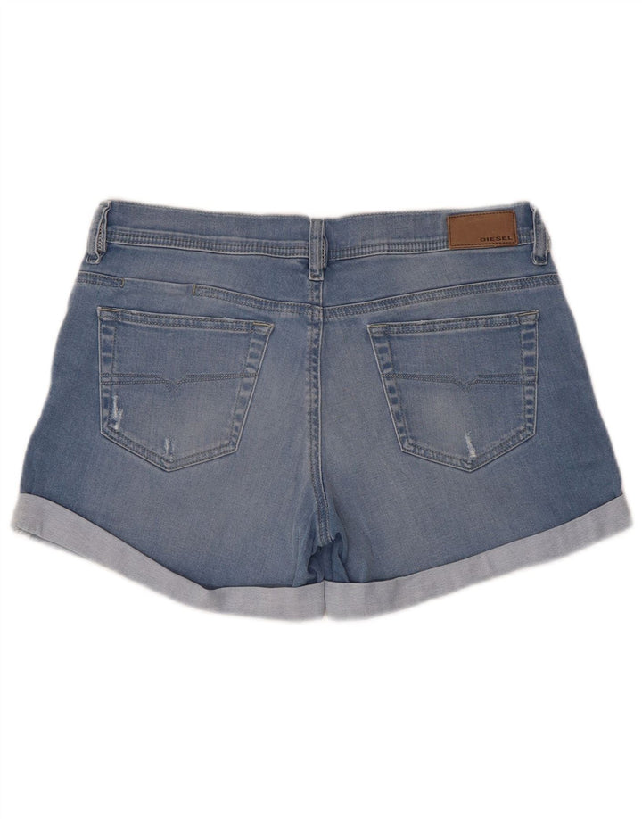 Pantaloni scurți din denim pentru femei Diesel W28, bumbac albastru mediu