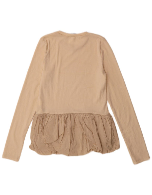 Top femei Zara cu mânecă lungă UK 12 Medium Bej Poliester