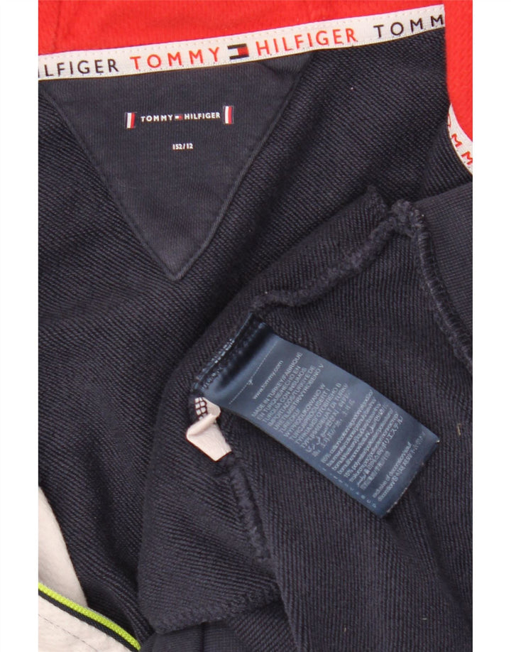 TOMMY HILFIGER Pulover cu capotă cu fermoar pentru băieți 11-12 ani, albastru bleumarin, bloc de culoare