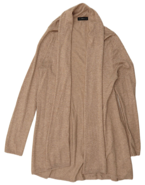 Pulover cardigan deschis pentru femei Zara UK 16 mare, bej, viscoză