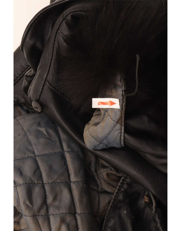 Jachetă de piele cu glugă pentru femei Basetti IT 46 Large Black