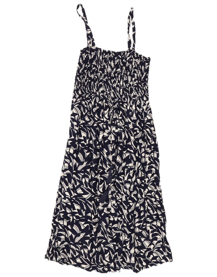 MARKS & SPENCER Womens Abstract Pattern Slip Dress UK 16 Large Navy Blue