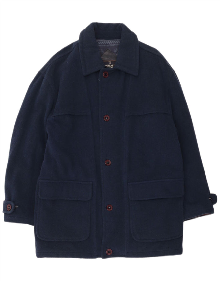 Palton pentru bărbați Trussardi Jeans UK 40 mare, lână bleumarin