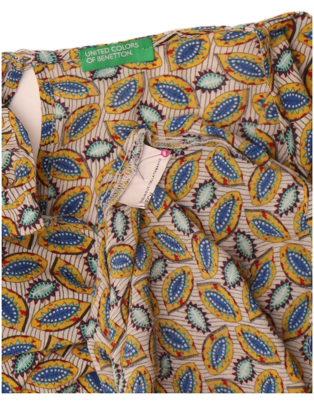 Bluză Benetton pentru femei, cu model abstract, cu tăiere lejeră, UK 6 XS, multicoloră