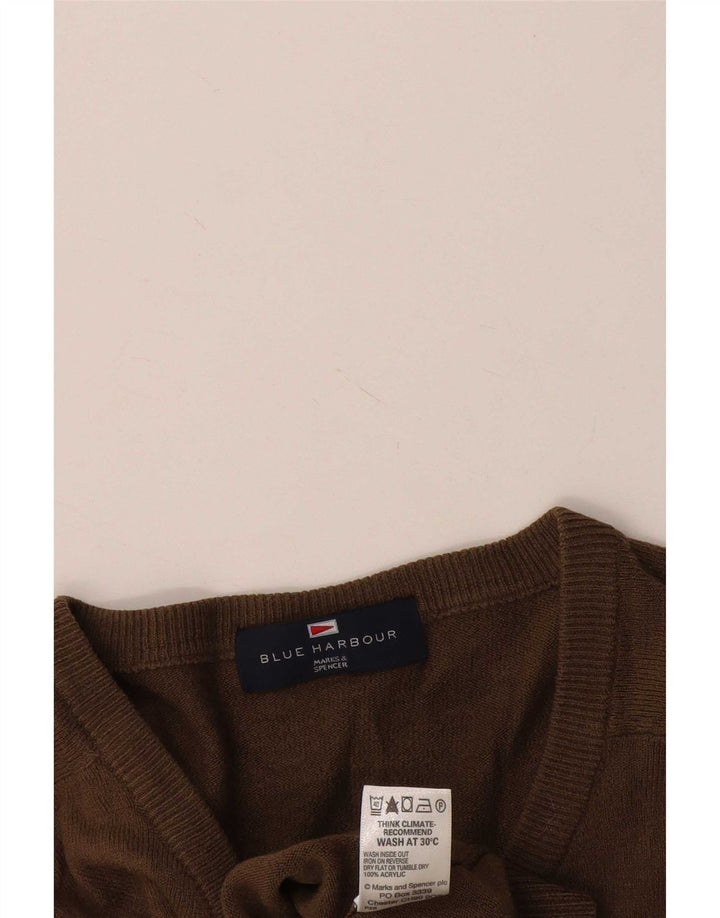 Marks & Spencer Pulover cu decolteu în V Blue Harbour pentru bărbați, maro mare, acrilic