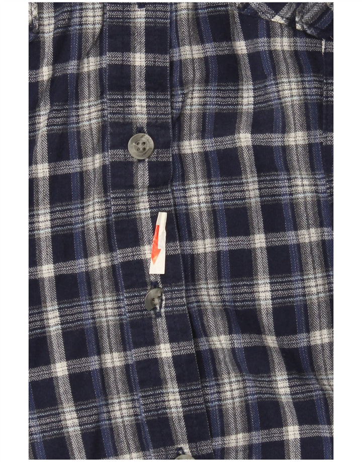 Cămașă de flanel pentru femei Eddie Bauer UK 14, bumbac cu carouri, albastru marin mediu