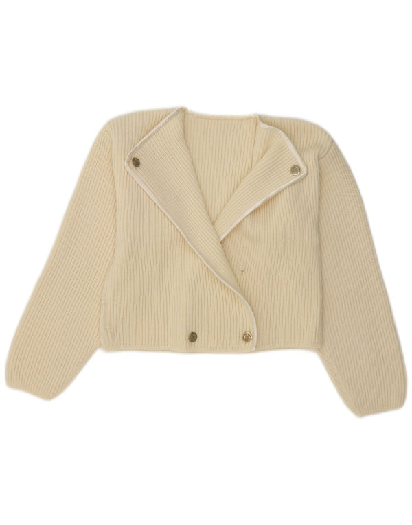 Pulover Vintage cardigan cu două piept pentru femei UK 14 Medium Off White