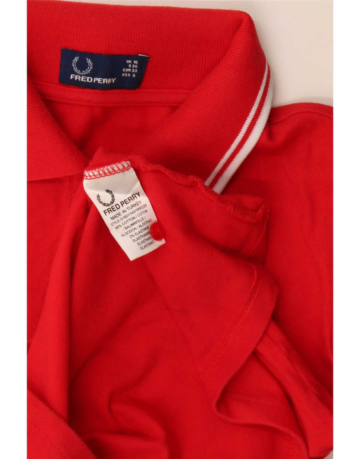 Fred Perry Tricou Polo Femei UK 10 Bumbac Roșu Mic