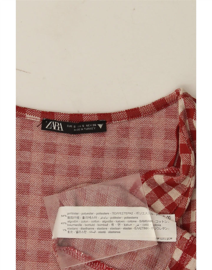 Rochie A-Line pentru Damă Zara UK 8 Mic Roșu Gingham Poliester