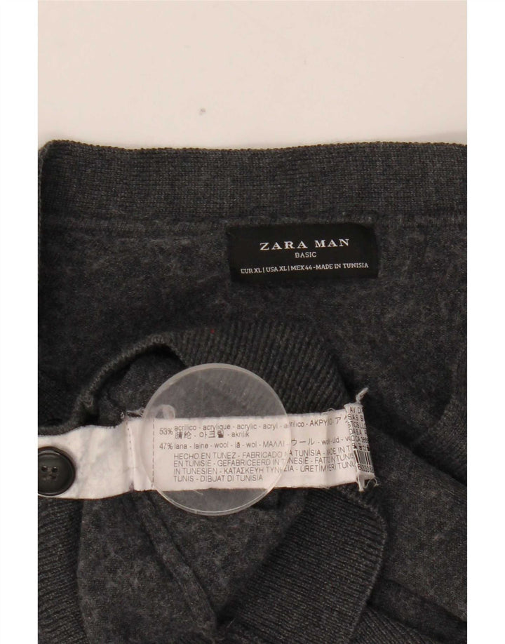 Pulover cardigan pentru bărbați Zara XL gri acrilic