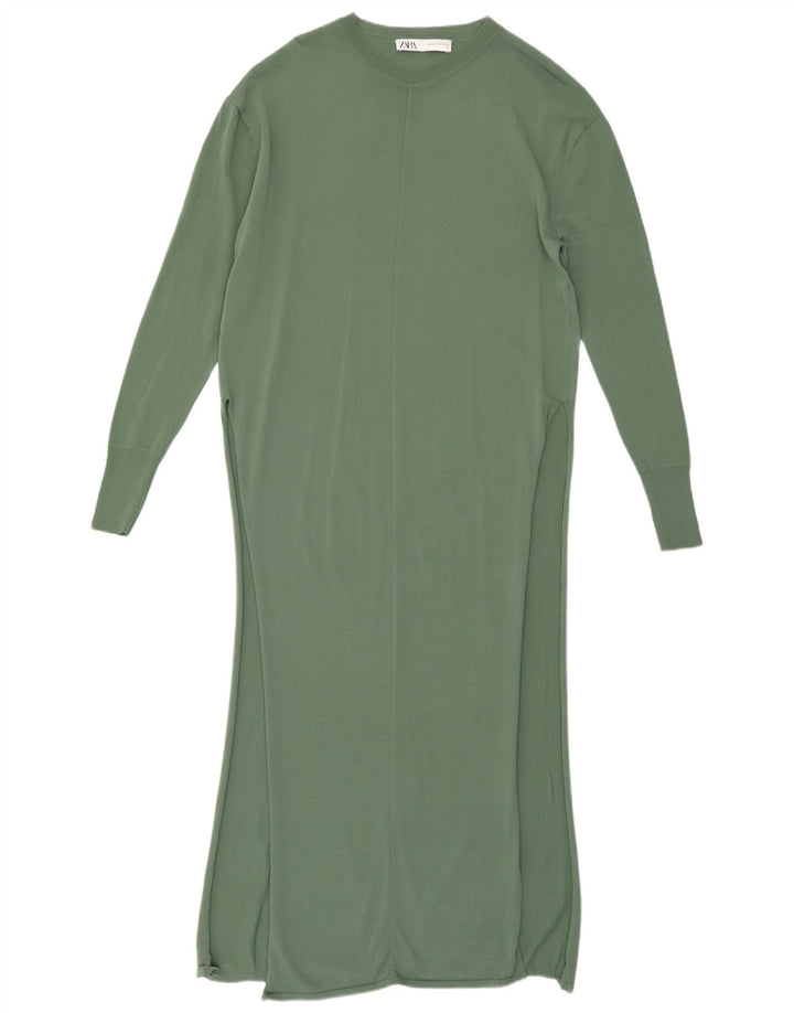 Rochie Maxi pentru Damă Zara UK 12 Medium Green Viscose